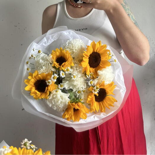 Подсолнушки, ромашки и диантусы 🌻🫶