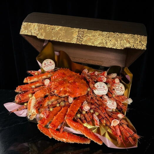 Сундук с морепродуктами и красной икрой XXL «Золото Дальнего Востока»