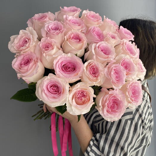 Монобукет нежный 🌸 пионовидная Роза мандала 🩷🩷🩷 25 шт