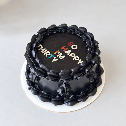 Торт Ламбет на день рождения ( черный с надписью So happy I m thirty )