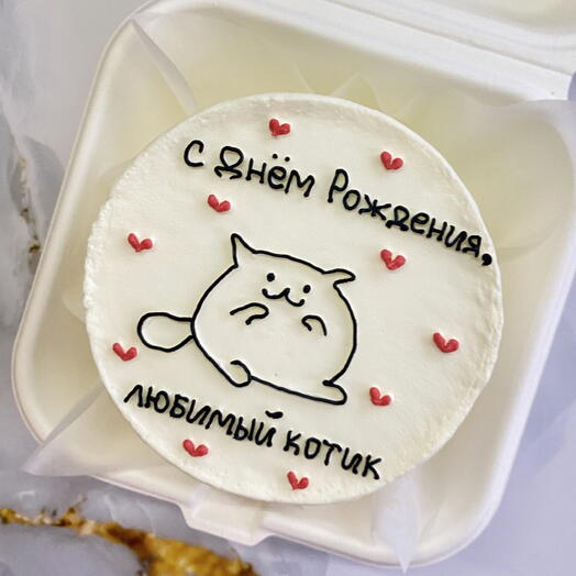 Бенто-торт (S) «С днём рождения, любимый котик»