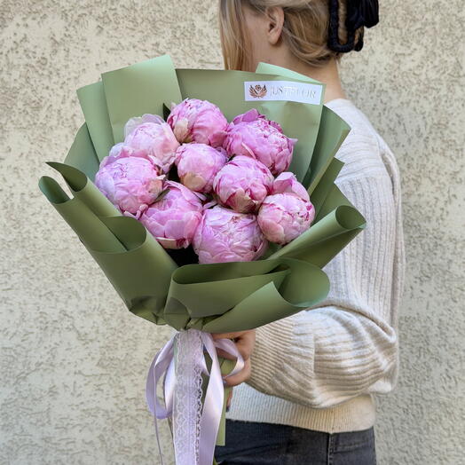 Монобукет пионов 9 штук 💞
