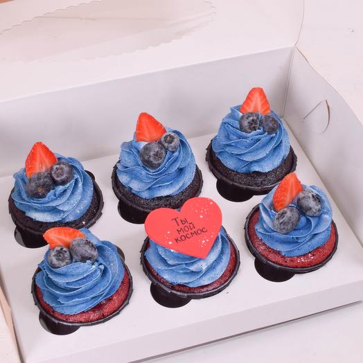 Cupcakes with filling and cream cheese " You are my cosmos"