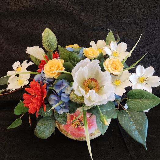 Flower meadow (Composition of decorative flowers)