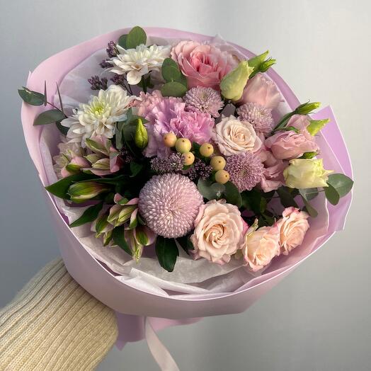 Букет Авторский из Роз и Эустомы 💜