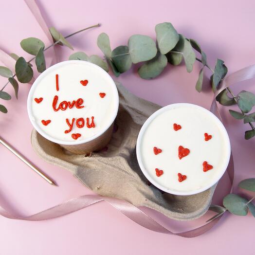 Набор 2 торта I Love you в стаканах cake to go (клубника, сникерс)