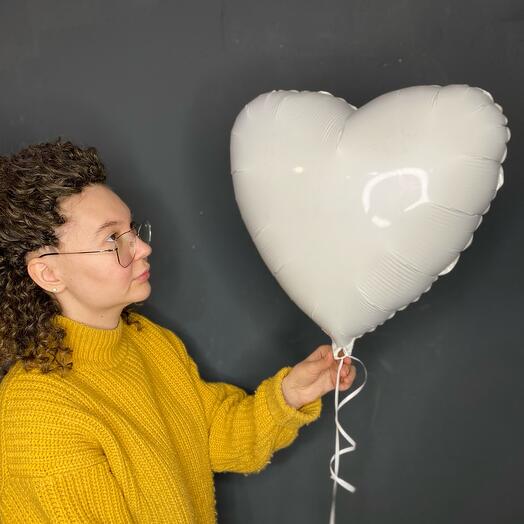 Foil balloon heart white 1pc