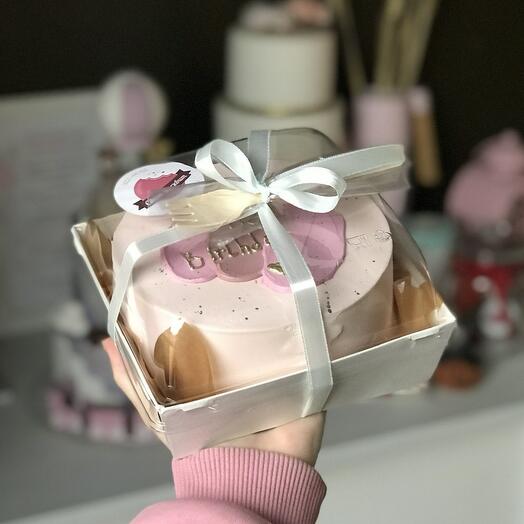 Макси бенто-торт 850 гр. С мазками и надписью