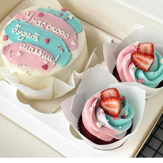 Conjunto de pastel y Cupcake 2pcs