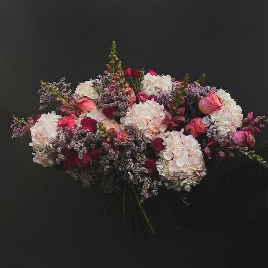 Mix of hydrangeas with flowers