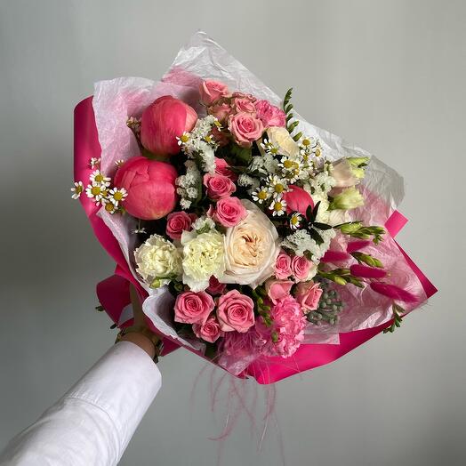 Author's bouquet with peonies