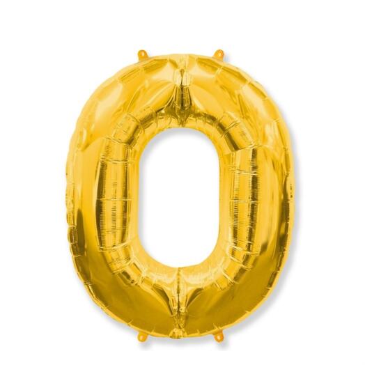 Шар-цифра "0" гелиевый, цвет золото