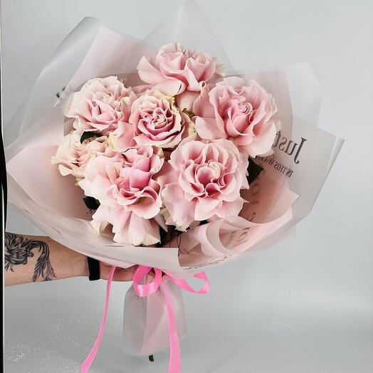 Pink French roses in a bouquet