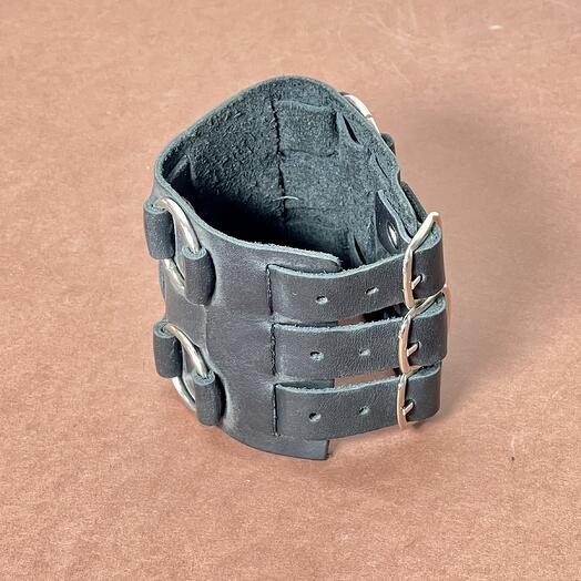 Широкий мужской браслет черный из натуральной кожи