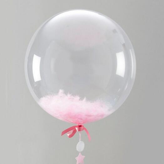 Шар bubble с перьями
