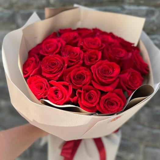 Букет 25 голландских красных роз от Оранж Алматы