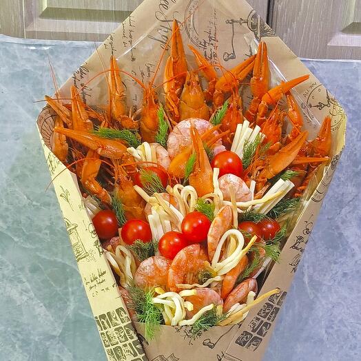 Букет мужской с раками и лангустами