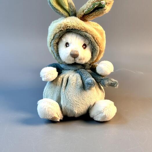 Soft toy Ziggy Benji in a bunny costume, gray 15см