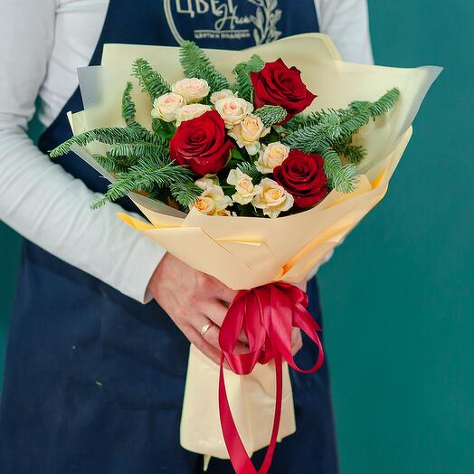 Нобилис с розами в персиковом оформлении 1646f