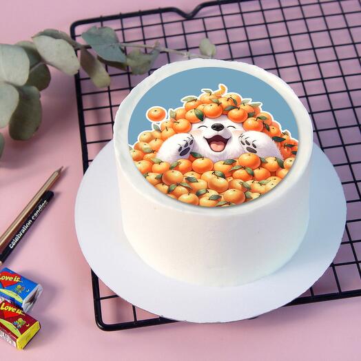 Бенто торт новогодний Мишка в мандаринках  подарок подруге, коллеге, маме, папе, любимой, любимому