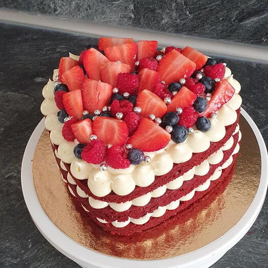 Heart shape Red velvet naked cake