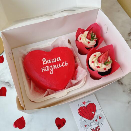 Набор бенто с вашей надписью сердце и капкейки