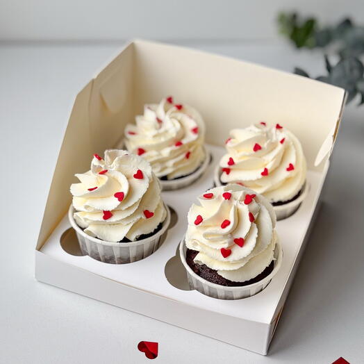 Cupcakes 4 piezas con corazones