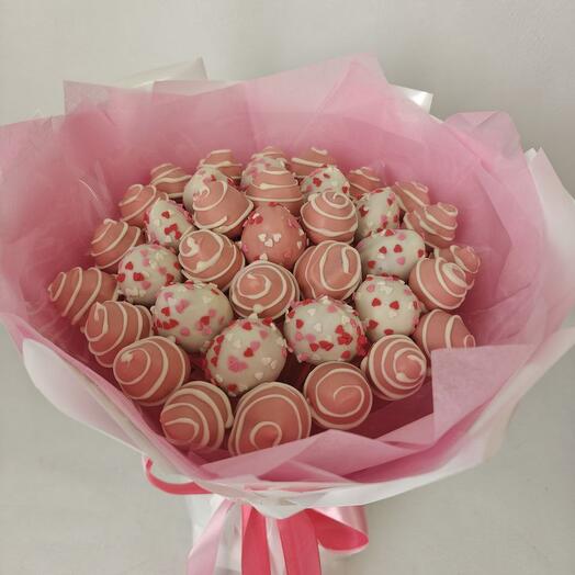 Ramo de fresa en chocolate "flamenco Rosado"