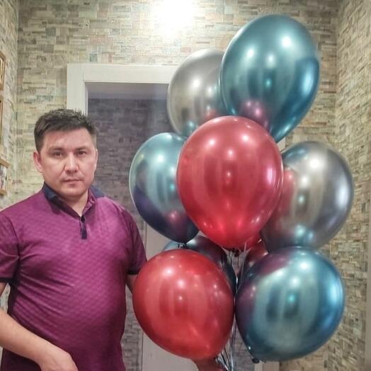 Гелиевые шары под потолок 15 шт. Хром