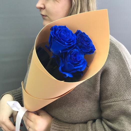 Букет из 3 синих роз DR0150325