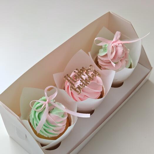 Капкейки для девушки "Happy birthday"