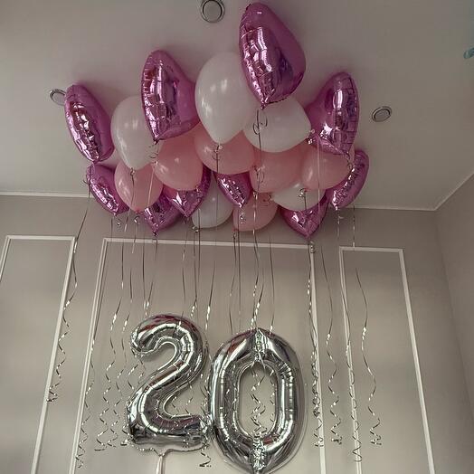 Набор воздушных шаров на 20 лет