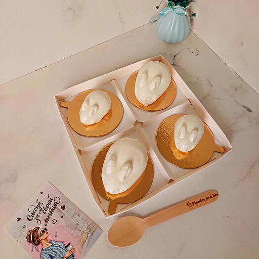 Муссовые пирожные кролик чизкейк, набор из 4х штук, подарок маме, чизкейк для мамы, десерт маме, подарок ребёнку, ассорти