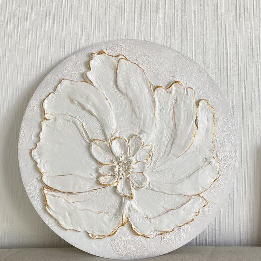 Фактурная картина Белый цветок (барельеф)