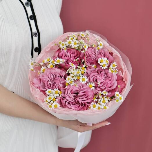 Пионовидные розы с ромашками 💓