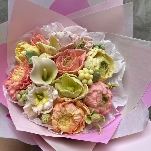 Souffle  flower bouquet/букет из суфле-цветов 15cm