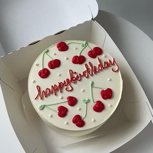 Бенто-торт с вишенками "Happy Birthday"