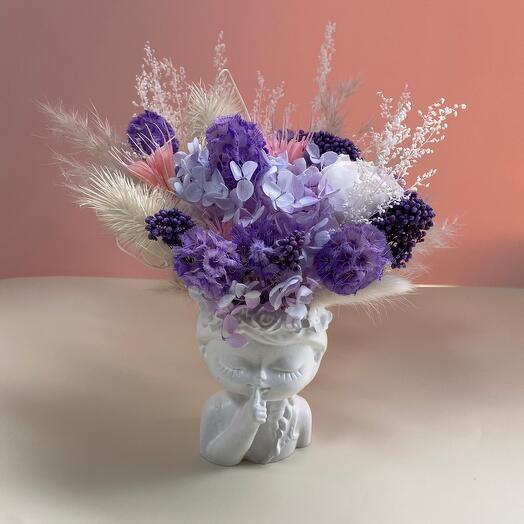 Интерьерная композиция ( гортензия, пионовидные розы)