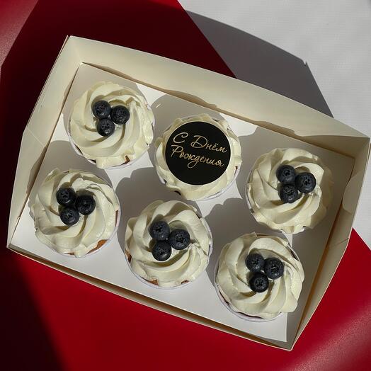 Капкейки 6 шт маме девушке подруге сестре парню мужу Happy Birthday на день рождения