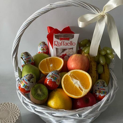 Подарочная корзина 🧺 «Солнечные фрукты и Шоколад»🍐🍊|Корзина с фруктами