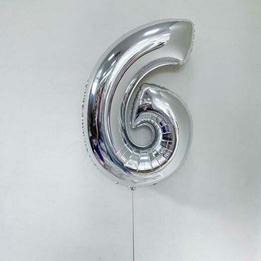 Шар Цифра 6 серебряная