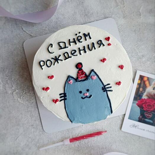 ПП торт С днём рождения (котик) без сахара