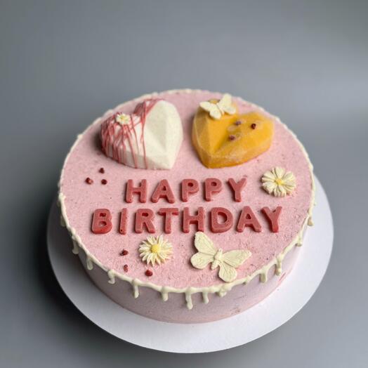 Торт «Happy Birthday» из клубничного мороженого