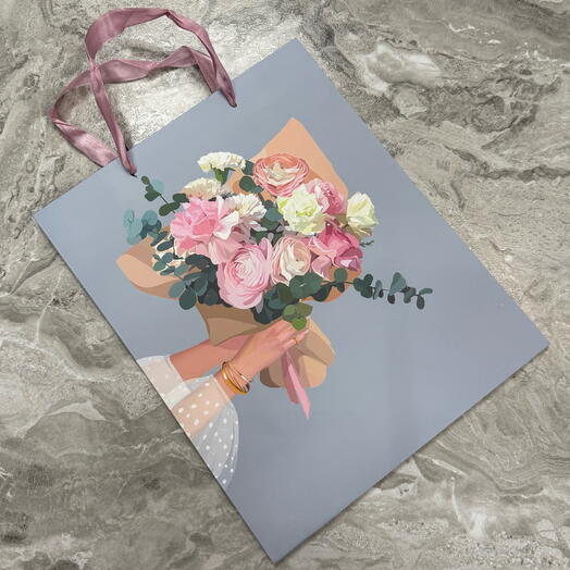 Пакет подарочный с букетом цветов 💐