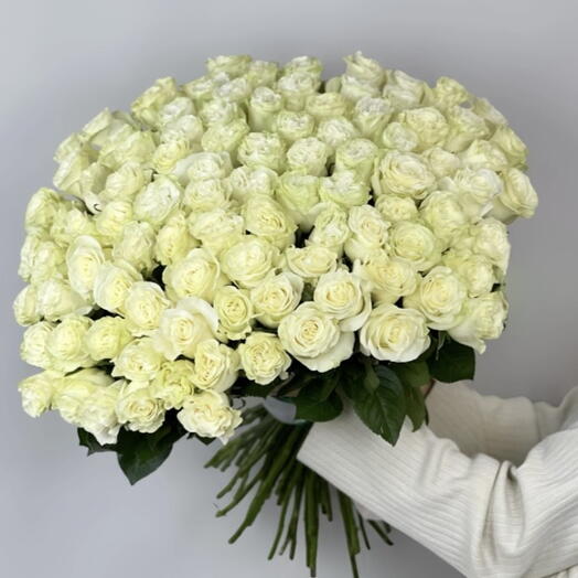 Букет 101 белая роза Мондиаль