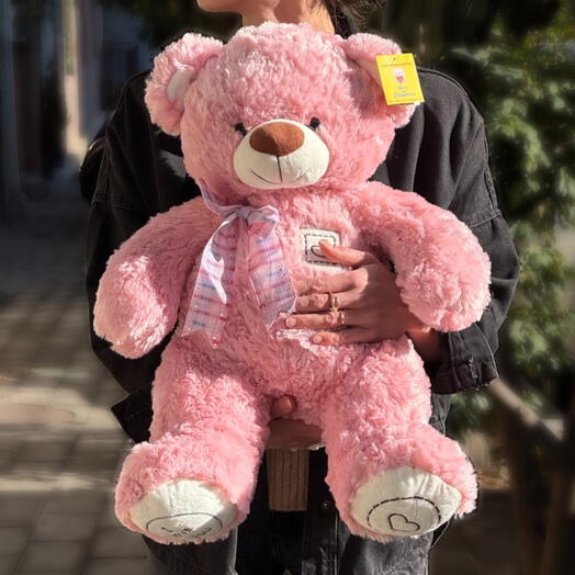 Плюшевый медведь игрушка розовый (сердце). Soft toy Teddy bear (with heart)