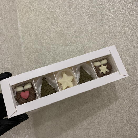 Шоколадные конфеты микс с елочками 5 шт