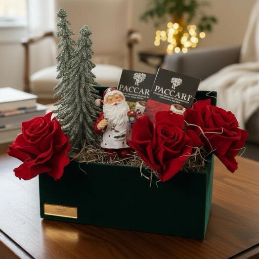 New Year s Christmas composition - gift box with chocolate