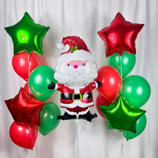 Воздушные шары Новый год Дед Мороз гелий 15шт. Helium balloons Happy Nee Year Santa Claus 15pcs