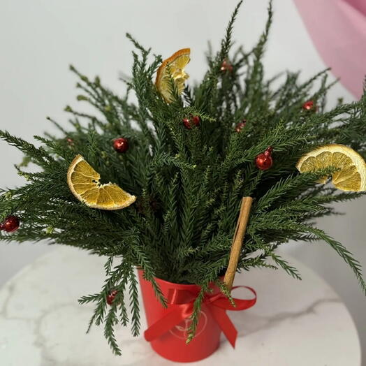 Новогодняя композиция в декоративном стаканчике